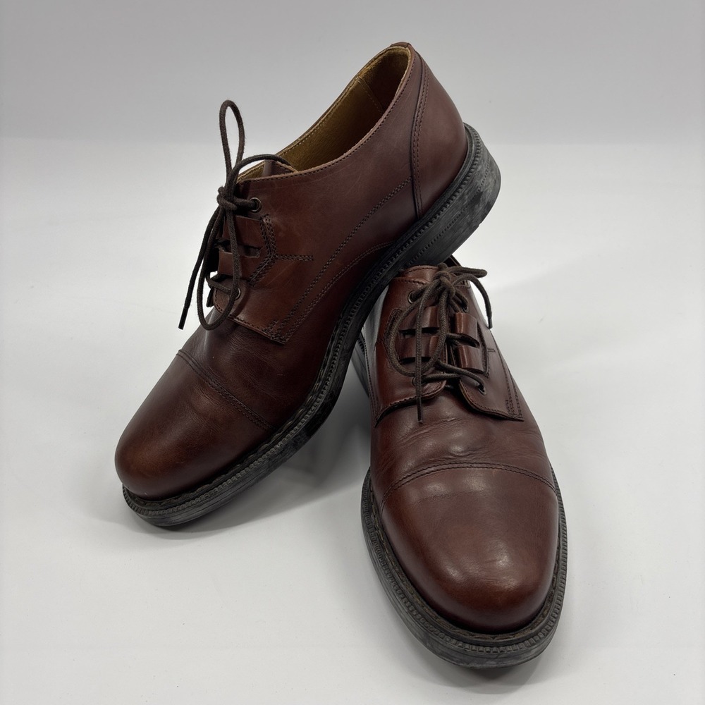 Men's Bacco Bucci Lace Up Oxfords Shoes Brown Leather - Size 8 - Italy - Picture 5 of 10